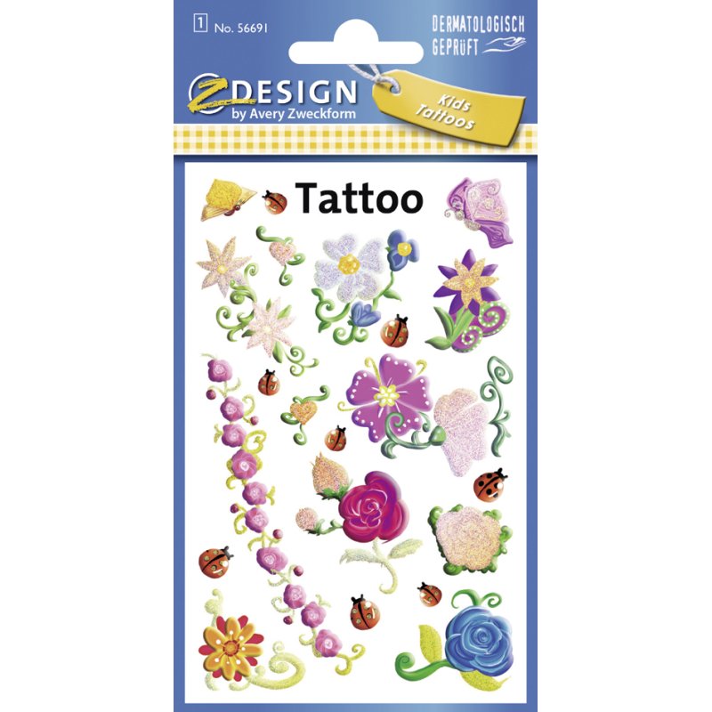 AVERY Zweckform tatouages enfants frises décoratives, couleur, 17 tatouages