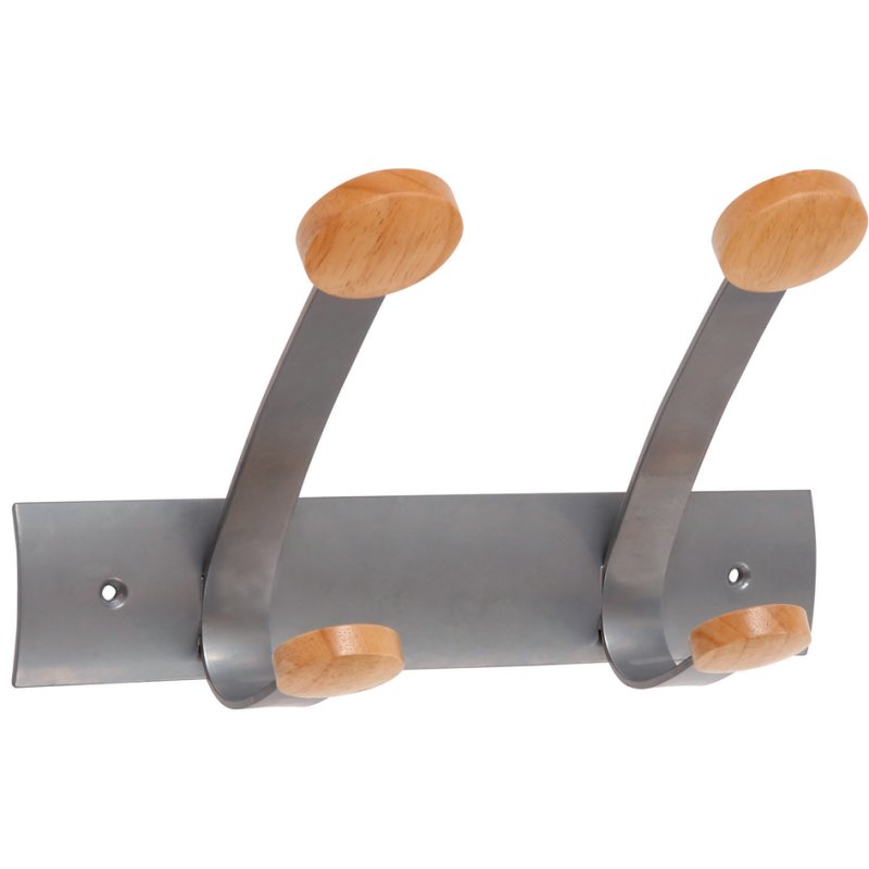 ALBA wandgarderobe PMV5, 5 dubbele haken, metallgrau/beuk, 75×11×17,5 cm