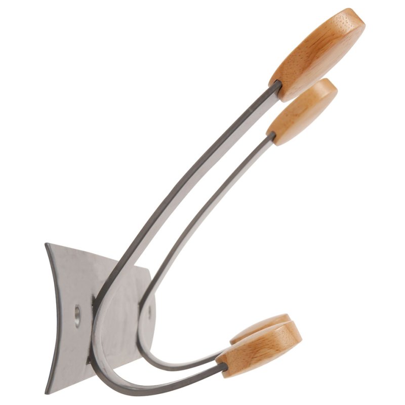 ALBA wandgarderobe PMV5, 5 dubbele haken, metallgrau/beuk, 75×11×17,5 cm