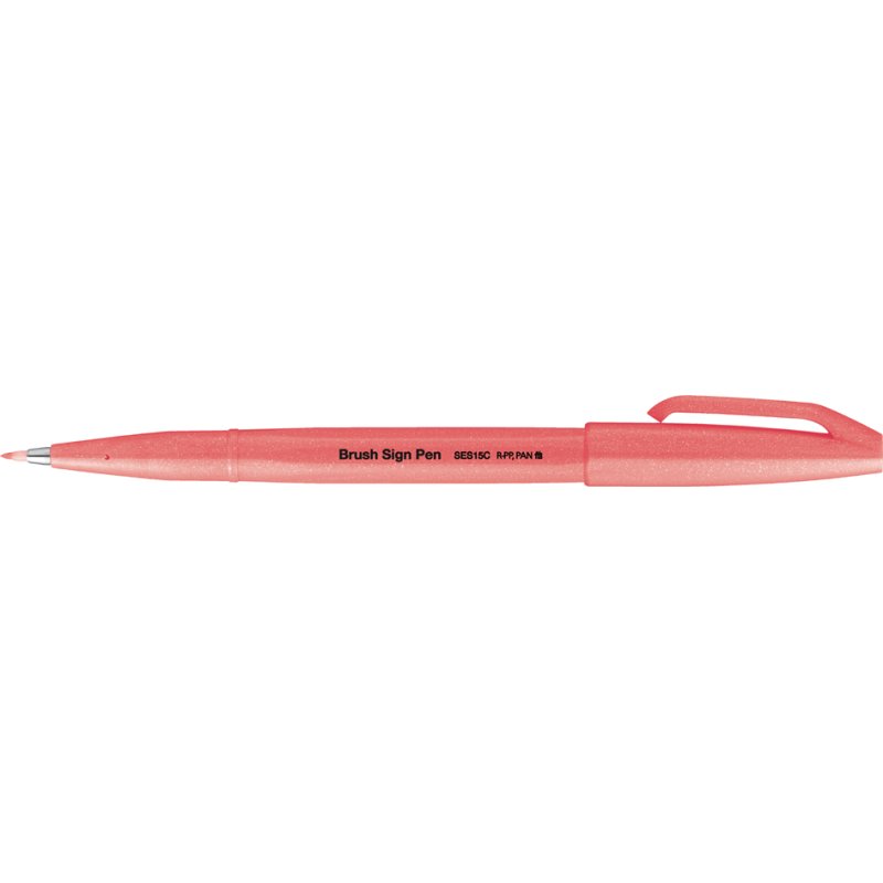 Pentel Arts brush pen SES15, rose néon, pointe pinceau flexible