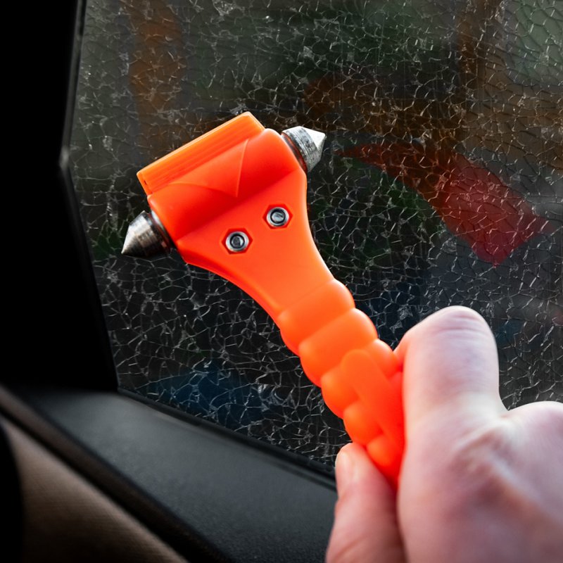 FIRST AID ONLY 2-in-1 noodhamer, oranje, met gordijnensnijder