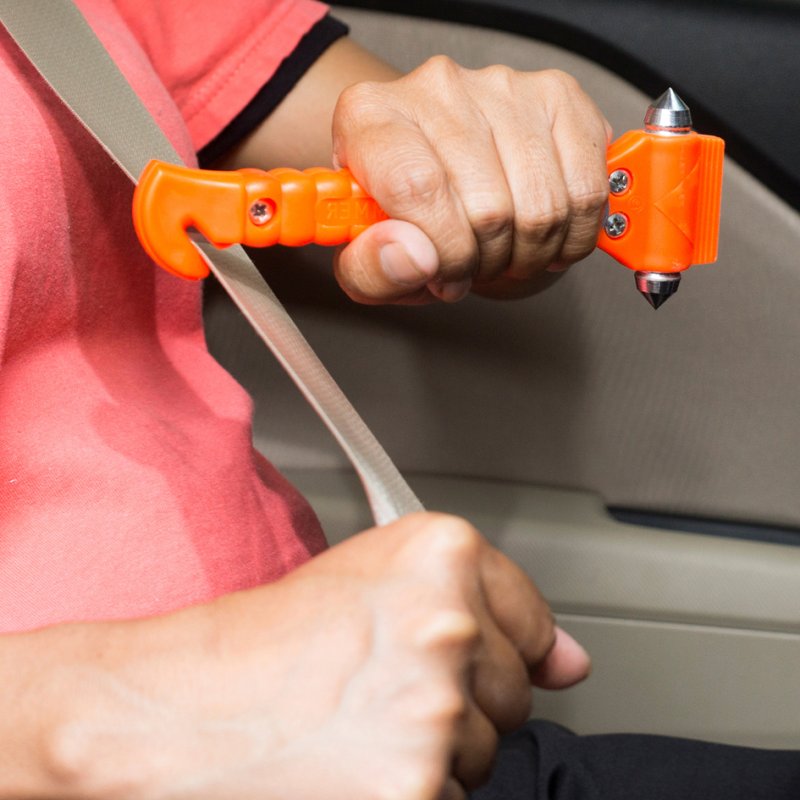 FIRST AID ONLY 2-in-1 noodhamer, oranje, met gordijnensnijder