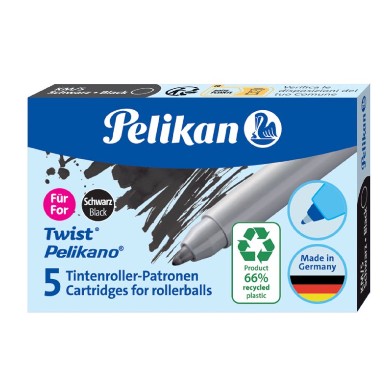 Pelikan cartouches de roller éco Pelikano/Twist, effaçables, bleu, 5 pièces