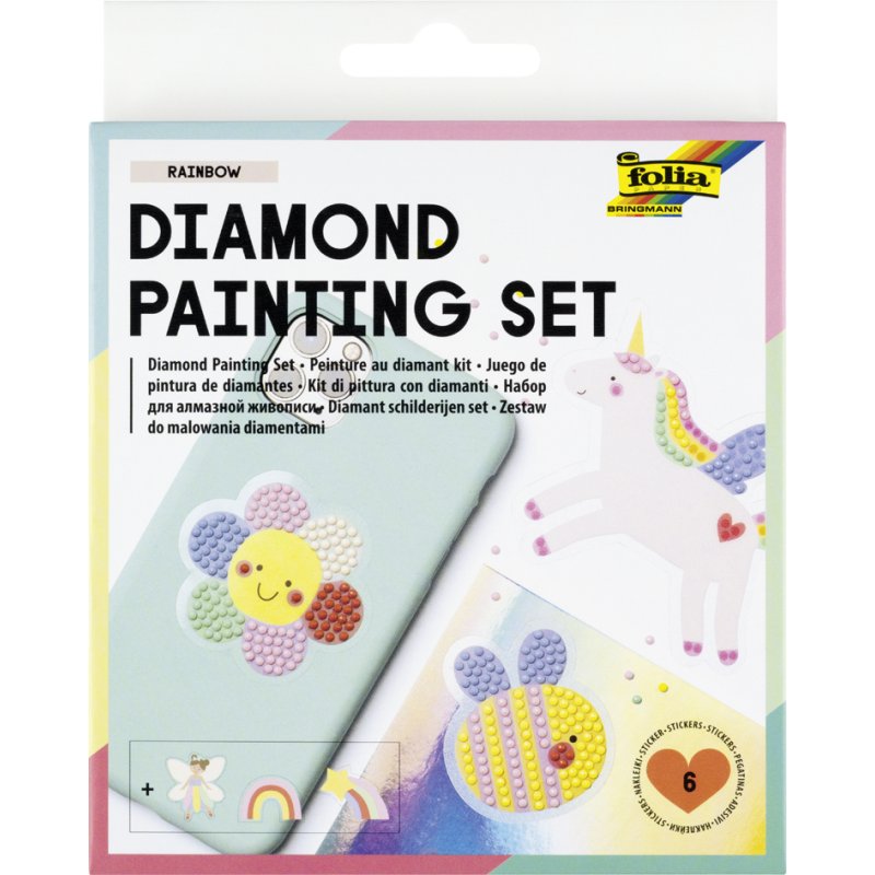 folia diamant schilderset regenboogkleuren, 6 motieven, 1000 diamantjes