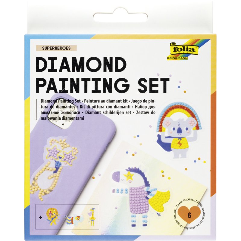 folia diamantschilderset Superhelden, 6 motieven, 750 diamonds, inclusief accessoires