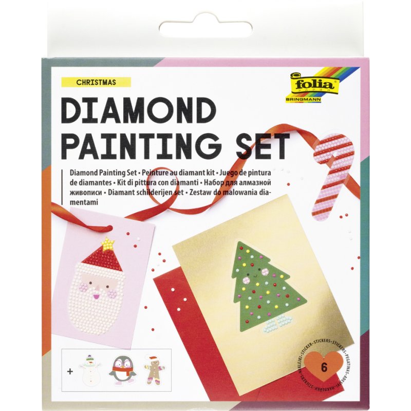 folia diamant-schilderset Kerst, 6 motieven, 1.100 diamonds, inclusief accessoires