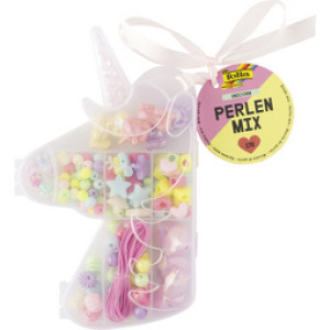 folia kralenmix Unicorn, 170 stuks, kunststof box, eenhoorn design