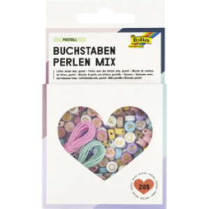 folia parel-lettermix pastel, 202 kralen, gouden letters A-Z, opbergdoos