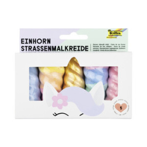 folia stoepkrijt eenhoorn, kleurrijk gesorteerd, 5 stuks