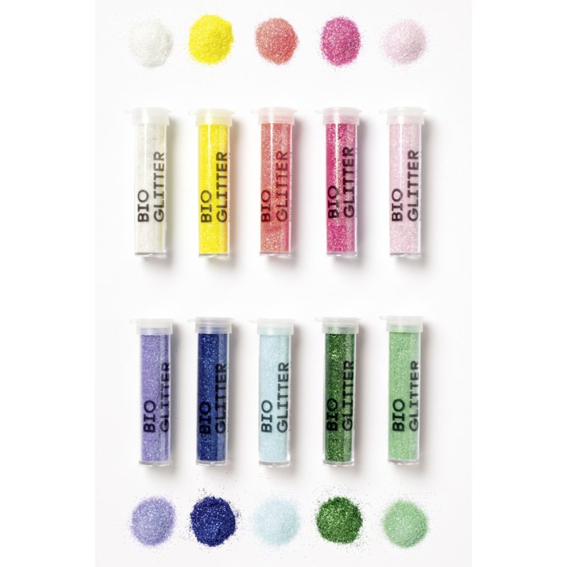 folia BIO glitter mix Rainbow, 5 tubes à 7g, geel/roze/lila/lichtblauw/groen