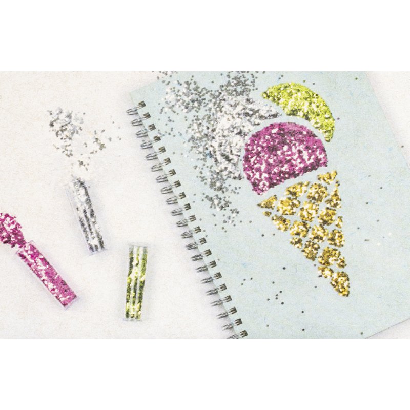 folia bio chunky glitter set Starlight, 10 kleuren, met lijm 90 g