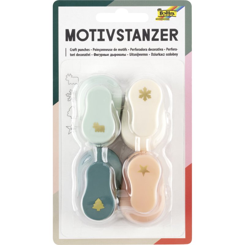 folia mini kerst vormpjessnijder, kerstmotieven, 8 mm, 4 stuks