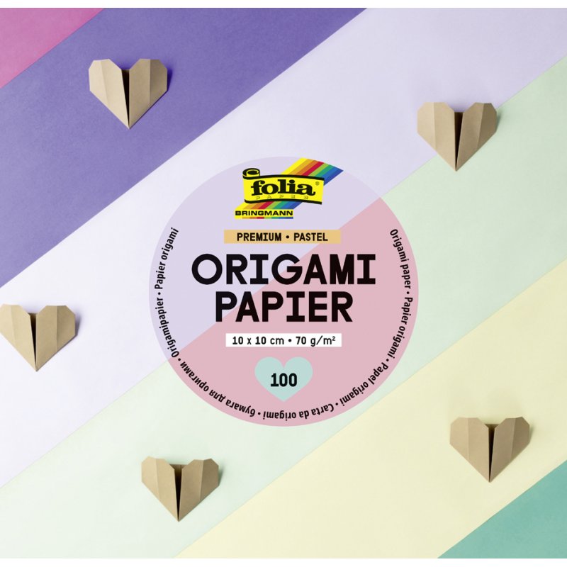 folia origami vouwpapier PREMIUM PASTELL, 100×100 mm, pastelkleuren, 500 vel