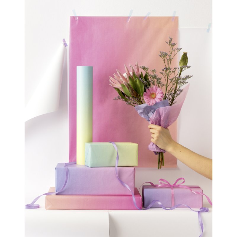 folia zijdepapier regenboogverloop, 500×700 mm, 20 g/m², 6 vellen