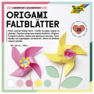 folia origami vouwpapier, kunststof, 200×200 mm, pastellkleuren, 20 vel