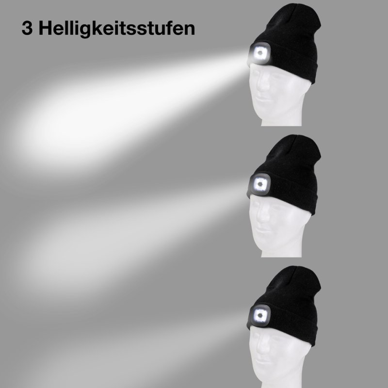 IWH bonnet tricoté avec éclairage LED, gris, 4 LED's, 120 lumens
