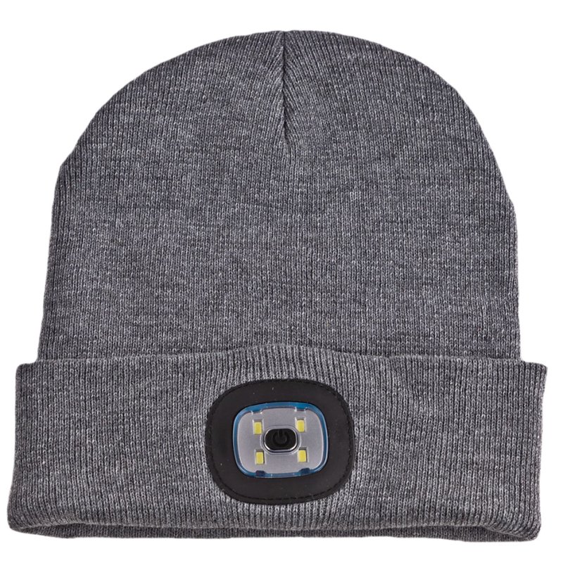 IWH bonnet tricoté avec éclairage LED, gris, 4 LED's, 120 lumens