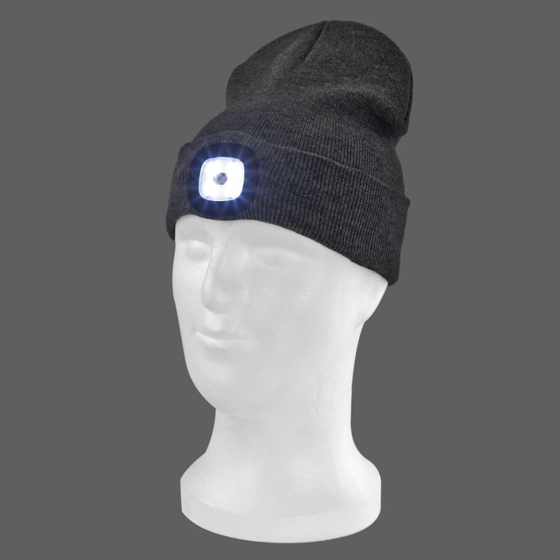 IWH bonnet tricoté avec éclairage LED, gris, 4 LED's, 120 lumens