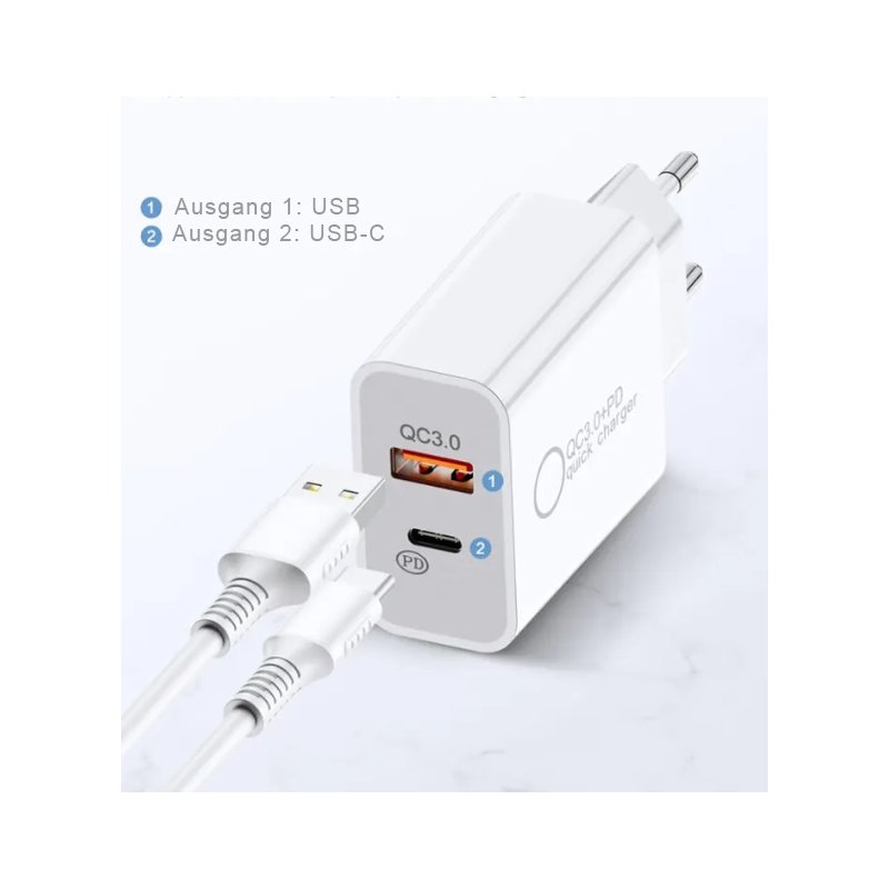 IWH Chargeur USB-A, blanc, 30W, Quick Charge