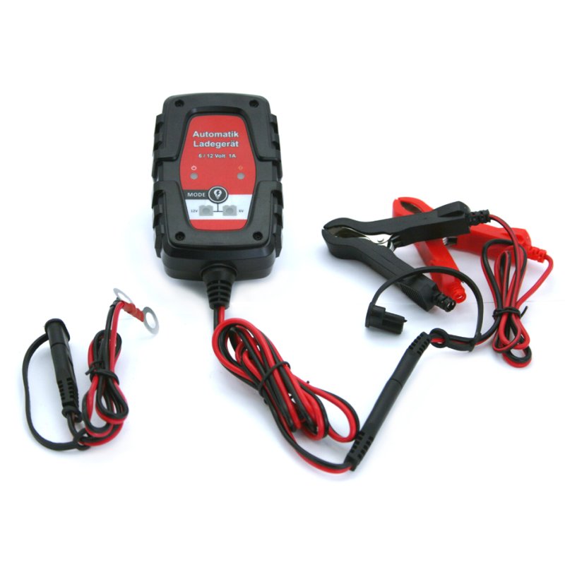 IWH acculader voor auto & motor, 1A, 6/12V