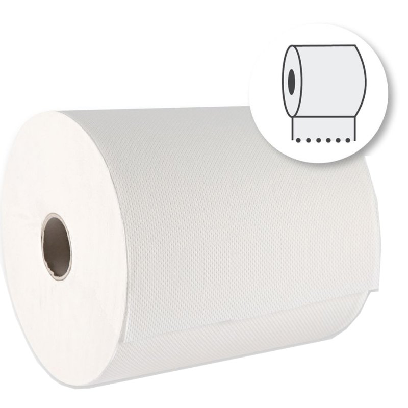 HYGOCLEAN rouleau d'essuie-mains 2 plis, blanc brillant, 130 m × 200 mm, 6 pièces