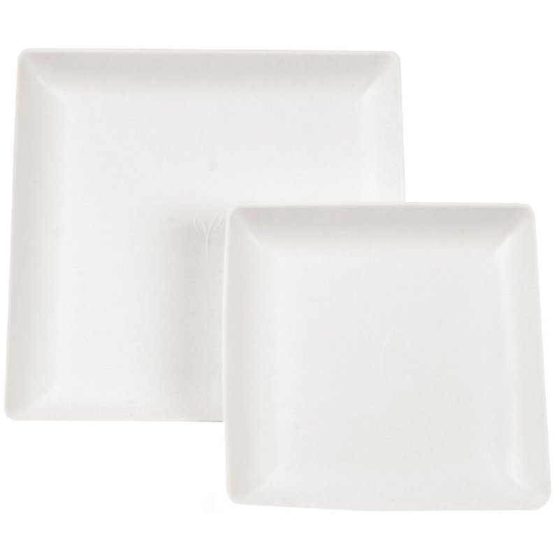 NATURE Star assiettes bagasse carré, blanc, 220 mm, compostable, 50 pièces