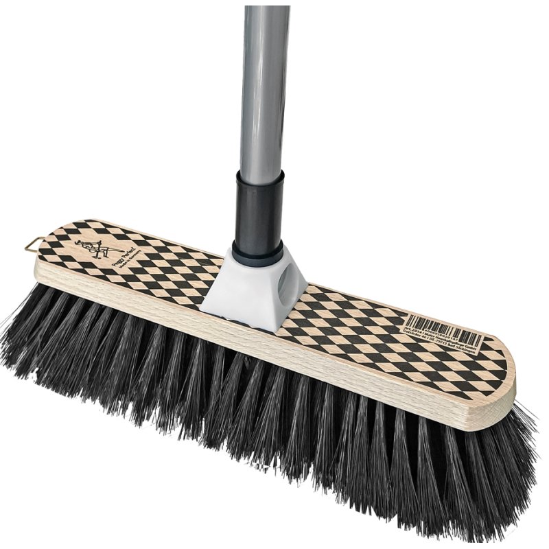 Peggy Perfect bezem met steel Harlekin, naturel/zwart, hout, PET-borstels, 300 mm