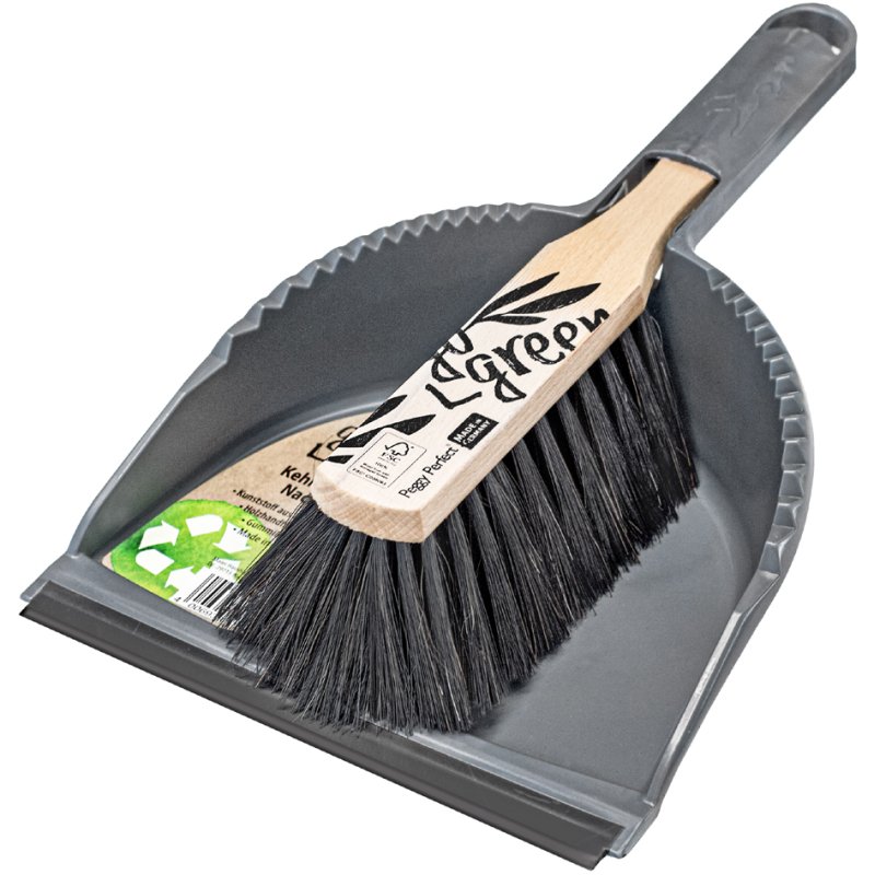 Peggy Perfect veegset GoGreen extra, naturel/grijs, met lip, 225 mm, recycling kunststoff