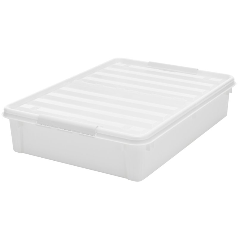 smartstore boîte de rangement Bedroller, 60 litres, avec roulettes, blanc/transparent