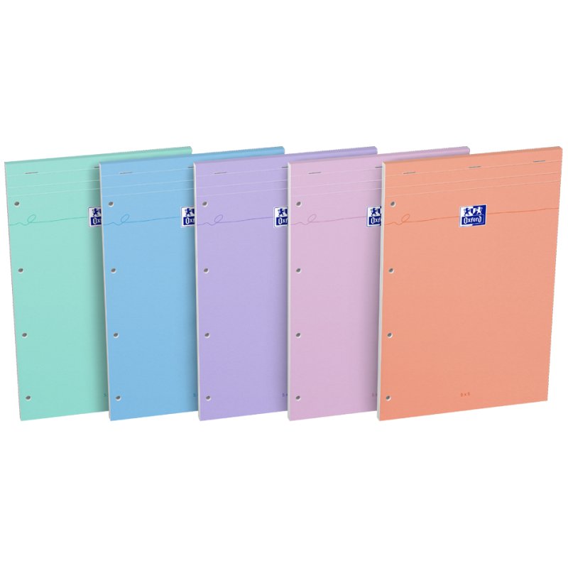 Oxford bloc-notes A4, quadrillé, couleurs pastel, 80 feuilles