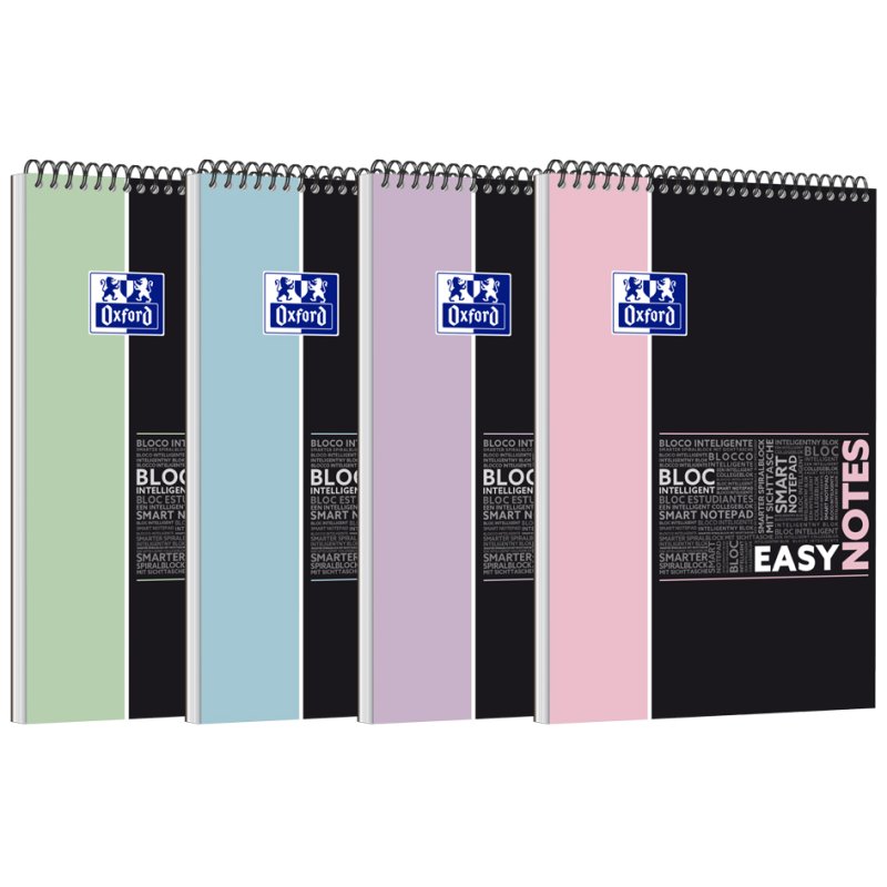 Oxford spiraalnotitieblok EASYNOTES A4+, couleurs pastel, 80 feuilles