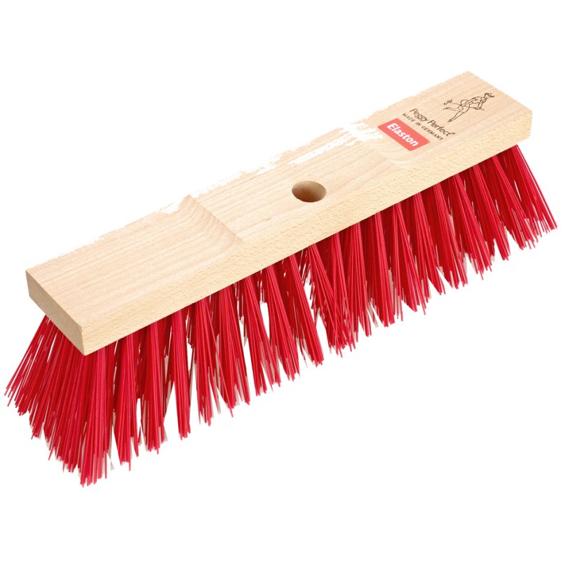 Peggy Perfect balai de rue, naturel/rouge, bois, brosses elaston