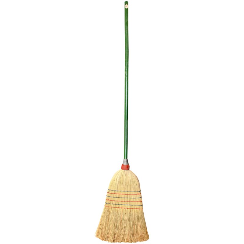 Peggy Perfect reisbezem met houten steel, 6-naads, groen gelakte steel