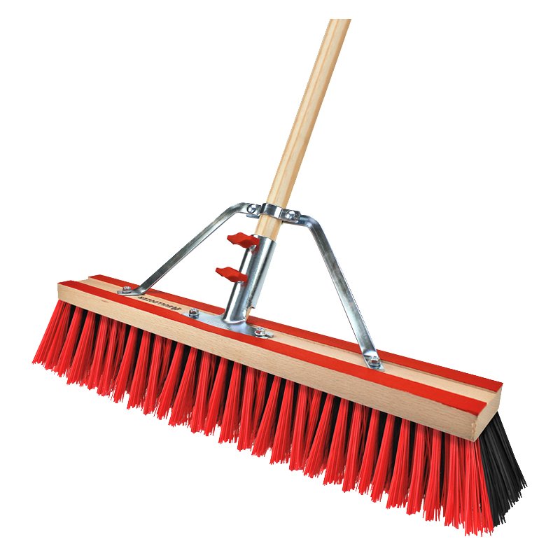 Peggy Perfect balai de rue Bulldozer, naturel/rouge, avec manche, 150 cm total