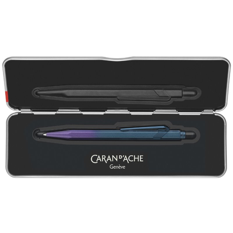 CARAN D'ACHE stylo à bille 849, bleu tempête, mécanisme à pression, aluminium