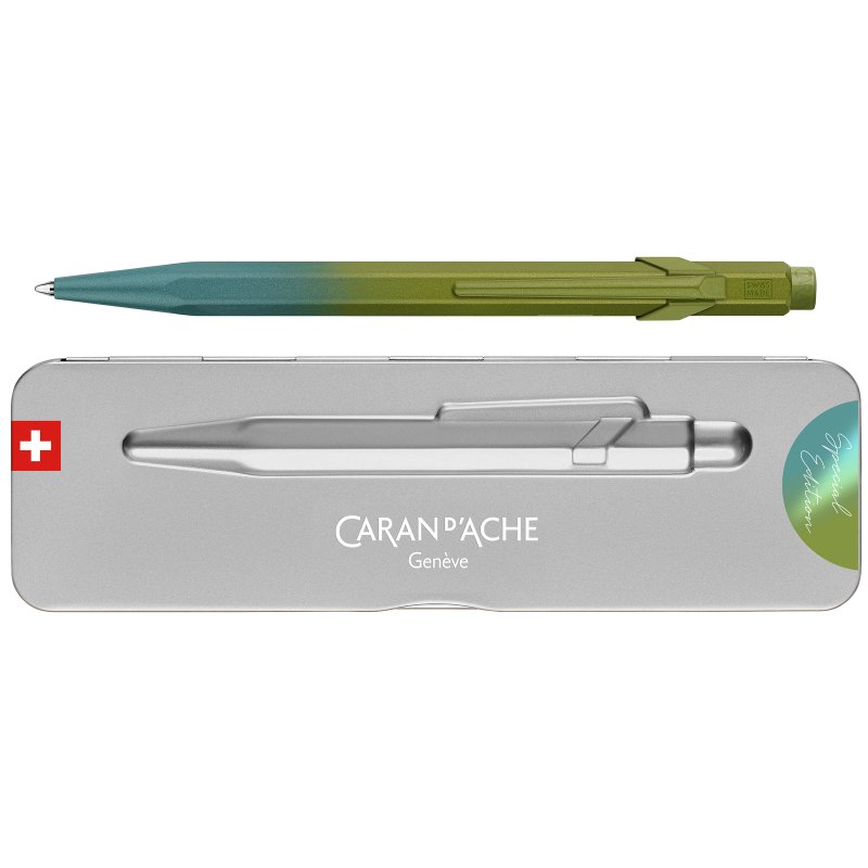 CARAN D'ACHE stylo à bille 849, bleu tempête, mécanisme à pression, aluminium