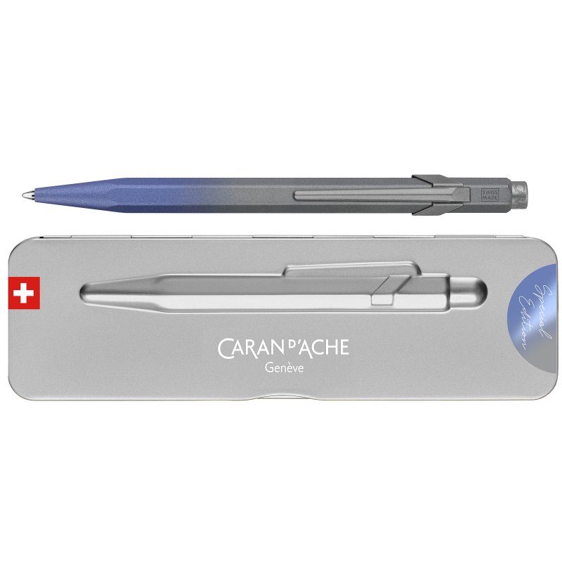 CARAN D'ACHE stylo à bille 849, bleu tempête, mécanisme à pression, aluminium