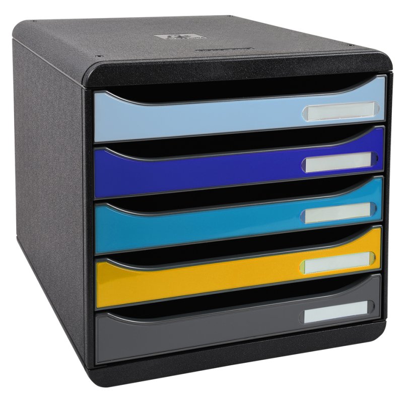 EXACOMPTA caisson BIG-BOX PLUS Bee Blue, 5 tiroirs A4+, noir/coloré