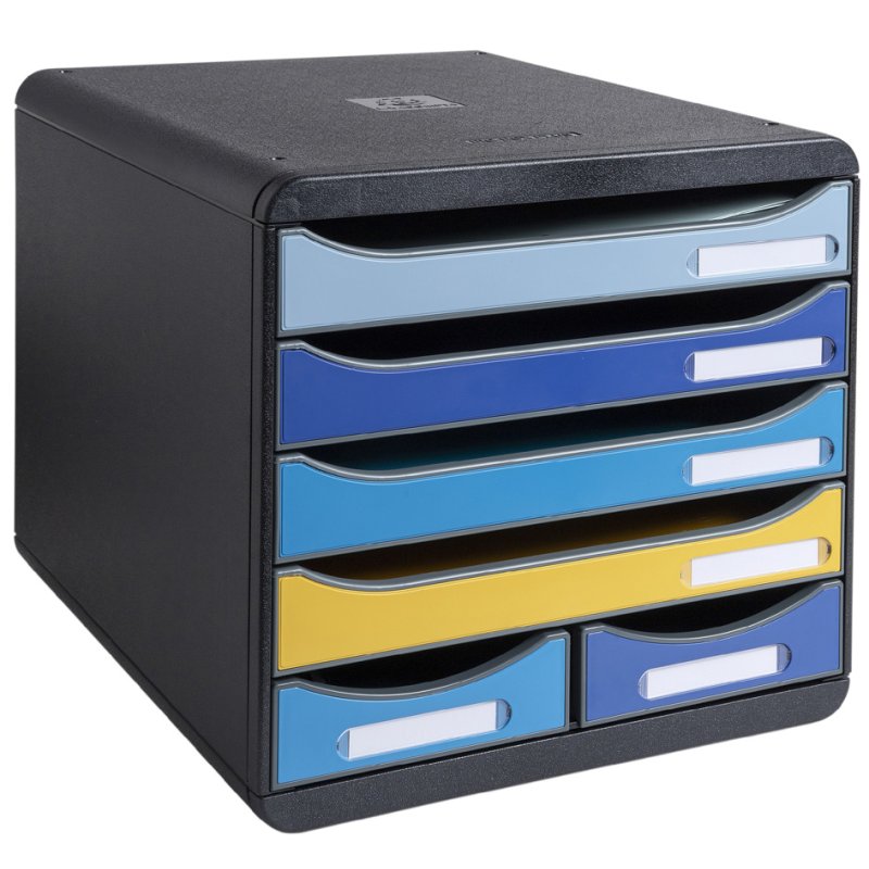 EXACOMPTA caisson BIG-BOX PLUS Bee Blue, 5 tiroirs A4+, noir/coloré