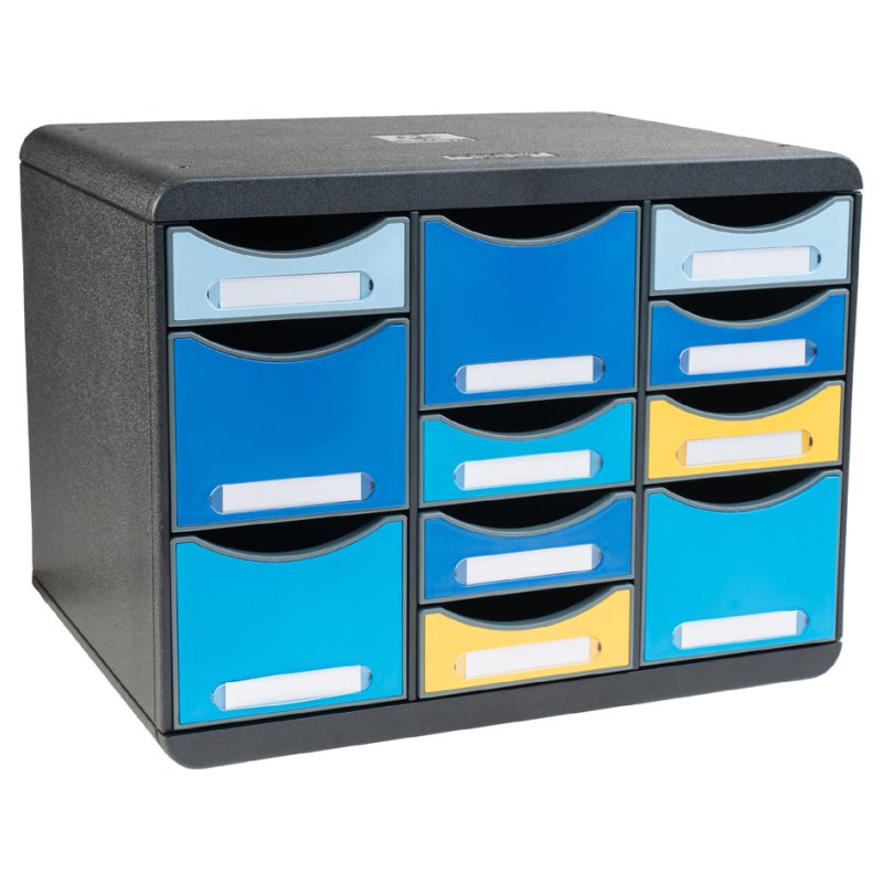 EXACOMPTA Caisson à tiroirs Store-Box Multi Bee Blue, 11 tiroirs, noir/bleu
