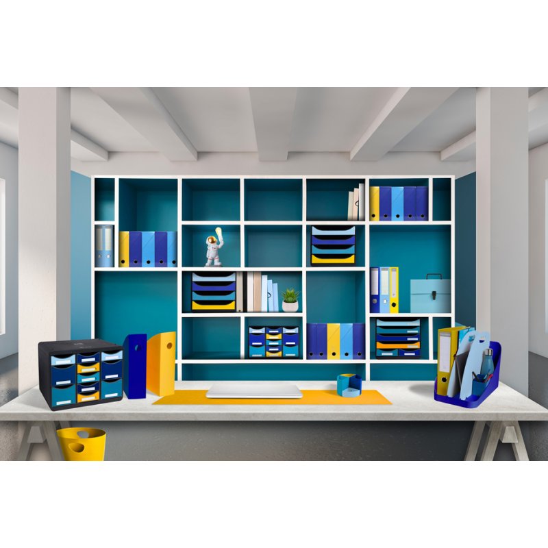EXACOMPTA Caisson à tiroirs Store-Box Multi Bee Blue, 11 tiroirs, noir/bleu