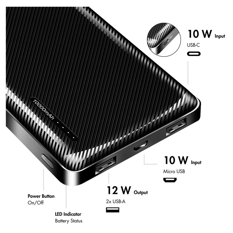 LogiLink Powerbank, 10.000 mAh, 2x USB-A, wit
