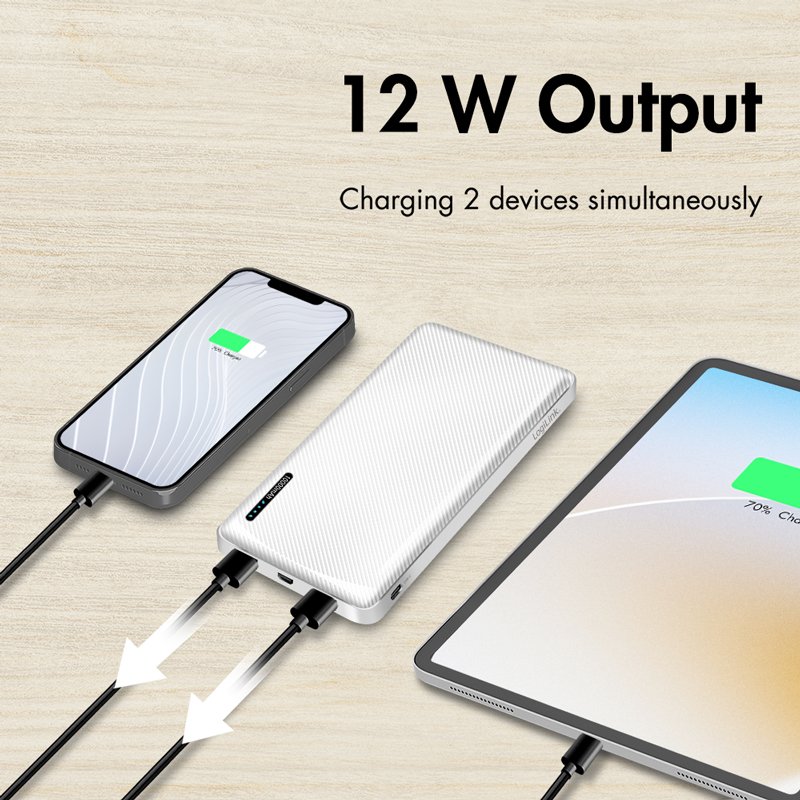 LogiLink Powerbank, 10.000 mAh, 2x USB-A, wit