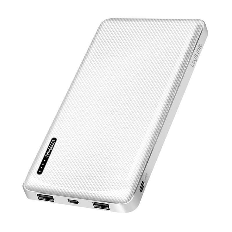 LogiLink Powerbank, 10.000 mAh, 2x USB-A, wit