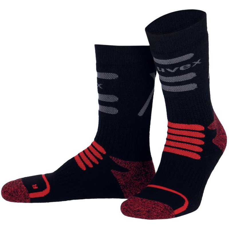 uvex Thermal socks, black/red, size 39-42
