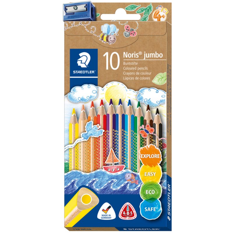 STAEDTLER Noris jumbo crayons de couleur, triangulaires, 4,0 mm, 12 pièces