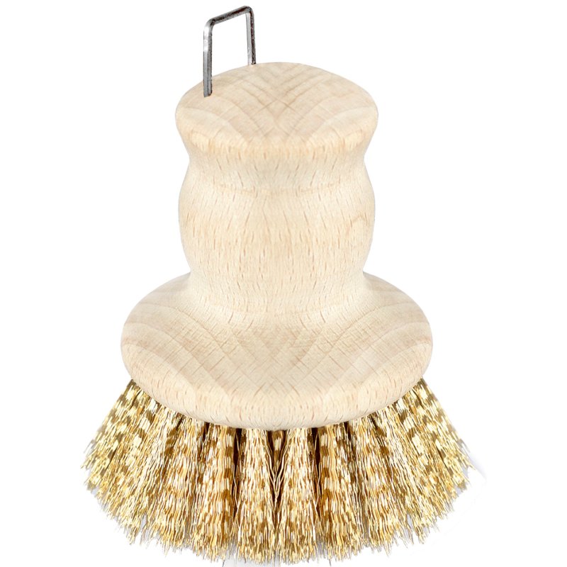 Peggy Perfect éponge à récurer ronde bois naturel, brosses laiton, 70 mm