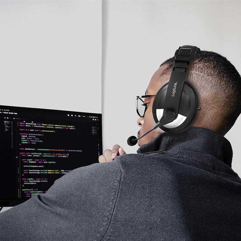 LogiLink casque audio stéréo avec contrôle, USB-A, noir