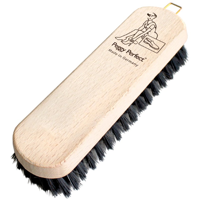 Peggy Perfect brosse à chaussures eco, manche en bois de hêtre, brosses foncées, 190 mm