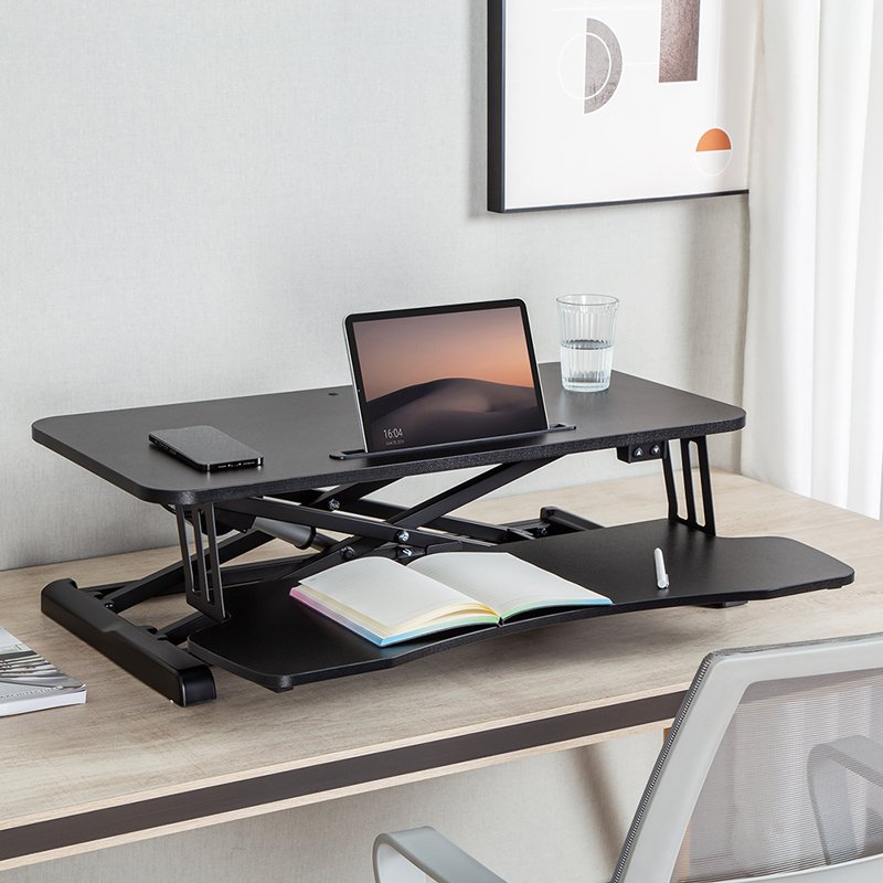 LogiLink sit-stand workstation with keyboard tray, electrically adjustable, black, 800×400 mm